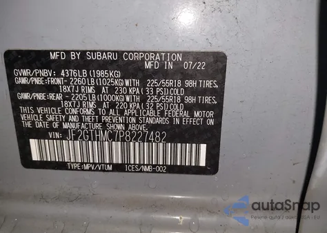 2023 Subaru Crosstrek Limited z USA, uszkodzony, nr VIN JF2GTHMC7P8227482